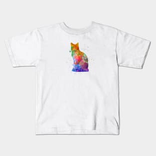 snowshoe cat in watercolor Kids T-Shirt